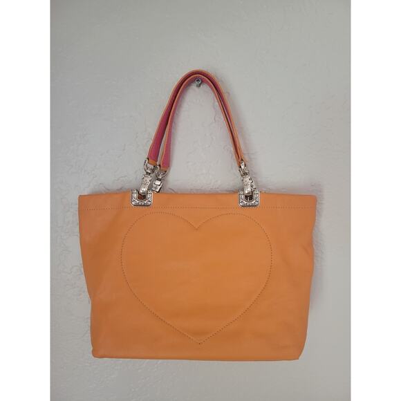 Brighton Jodi Leather Handbag Purse‎ Orange Reversible French Country Romantic - Picture 3 of 16